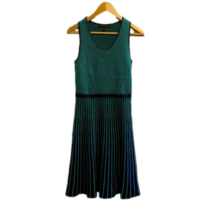 BANANA REPUBLIC sweater knit blue green fit & flare sleeveless dress. NWOT. XS